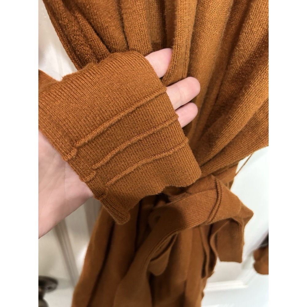 Lululemon Cotton Cashmere Knit Wrap Sweater Cardigan Butternut Brown Belted 10 - Picture 3 of 8